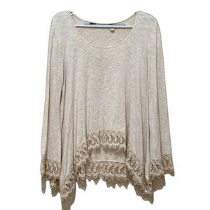 Chelsea & Violet Linen Tunic Shirt Womens Small Bohemian Boho Oversized Lace